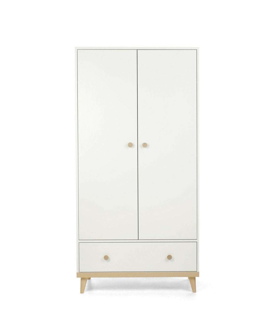 Nursery Furniture * | Beckley Wardrobe White/Natural Top Sell