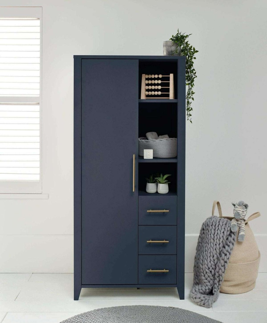 Furniture Collections * | Melfi Compact Storage Nursery Wardrobe Midnight Top Sell