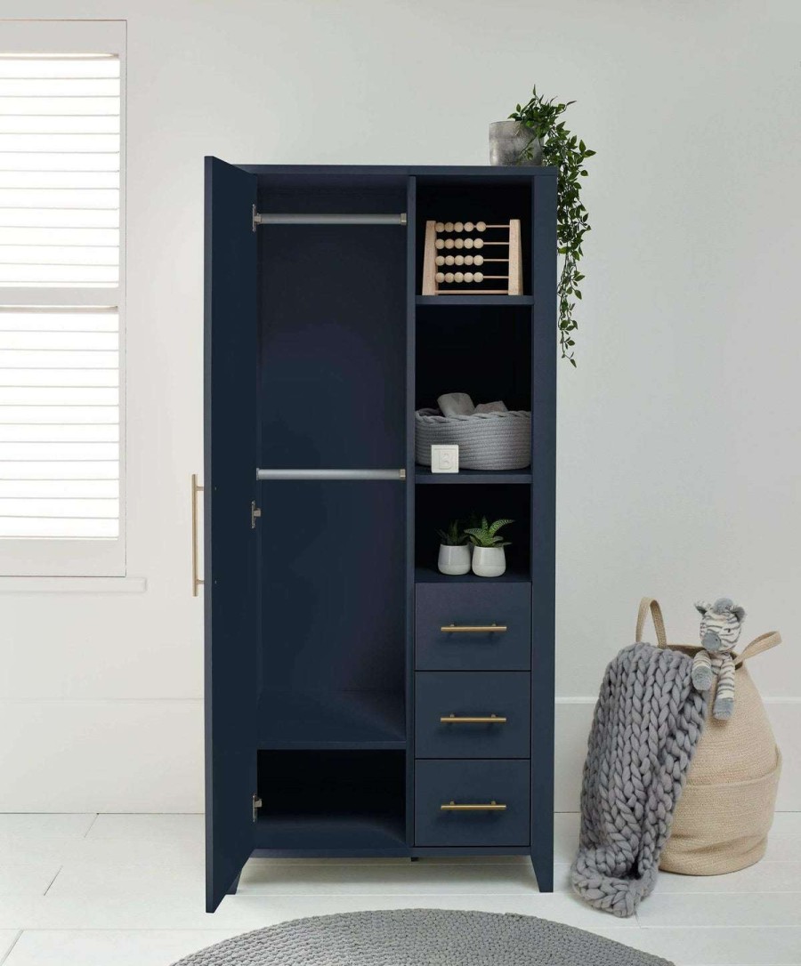 Furniture Collections * | Melfi Compact Storage Nursery Wardrobe Midnight Top Sell