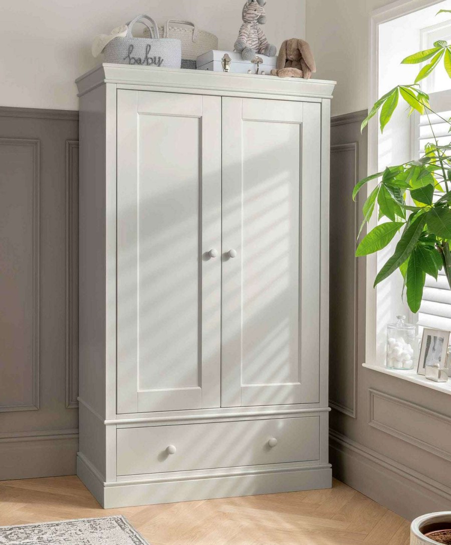 Furniture Collections * | Oxford Nursery Wardrobe With Storage Drawer Stone Grey Special Style