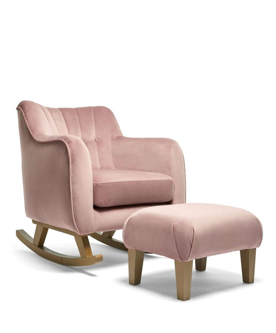 Hilston * | Hilston Nursing Chair & Stool Set Blush Velvet Special Style