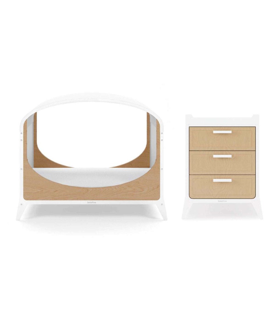 Snuzfino * | Snuzfino Cotbed & Changing Unit Set With Cotbed Toddler Kit White Natural Wholesale