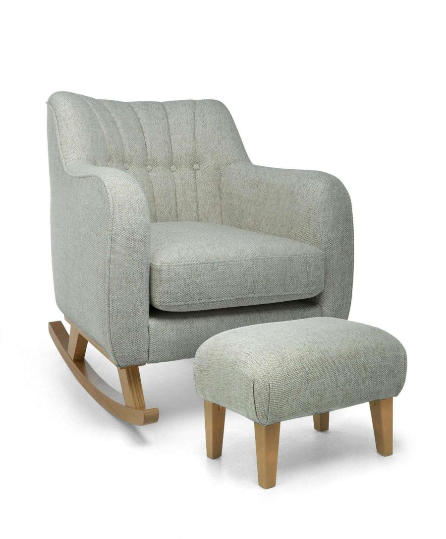 Hilston * | Hilston Nursing Chair & Stool Set Dark Grey Textured Weave & Mid-Oak Latest