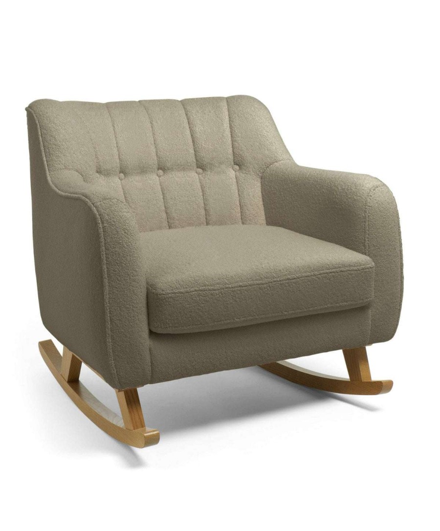 Hilston * | Hilston Cuddle Chair Grey Boucle & Mid-Oak Special Style