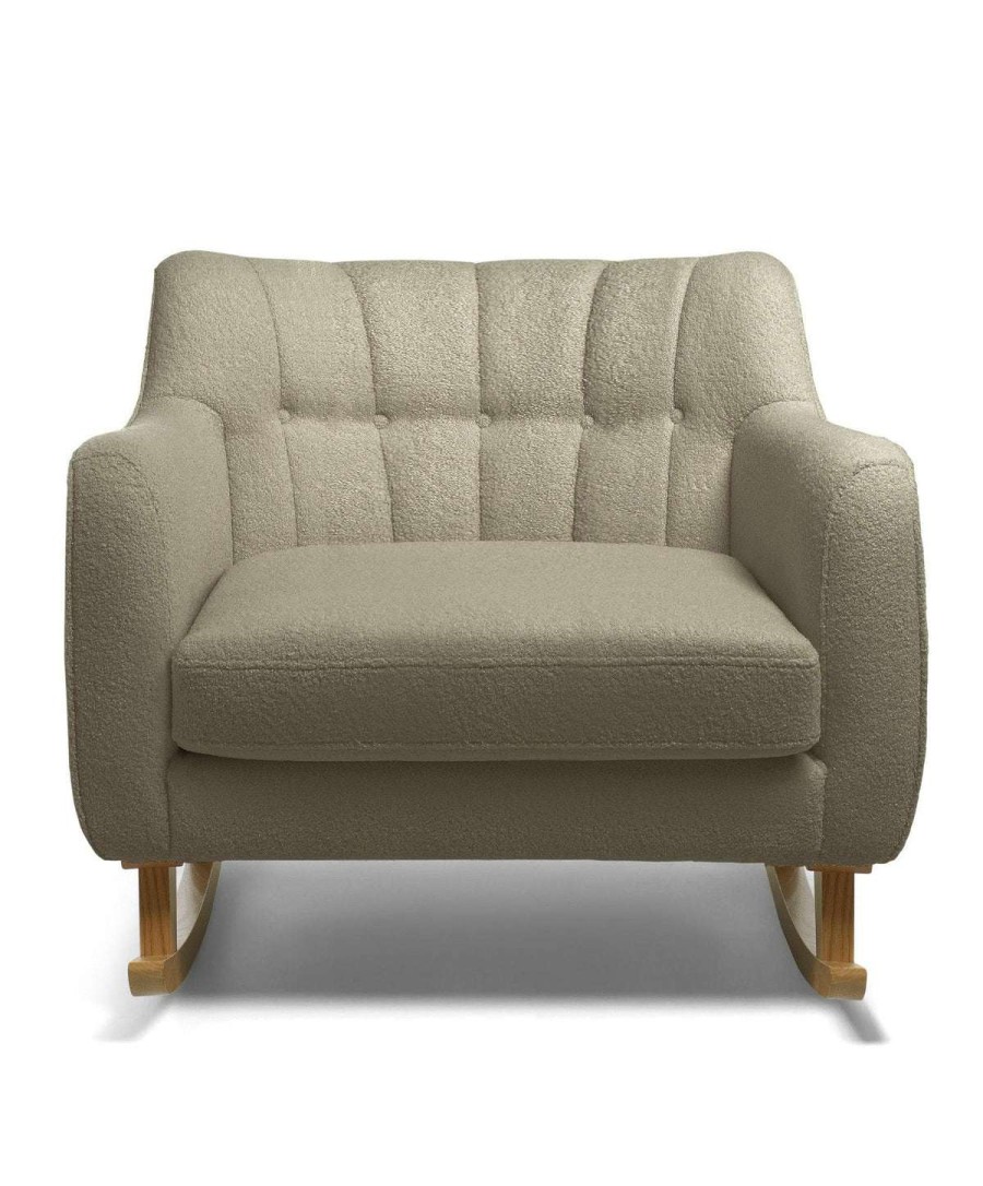 Hilston * | Hilston Cuddle Chair Grey Boucle & Mid-Oak Special Style