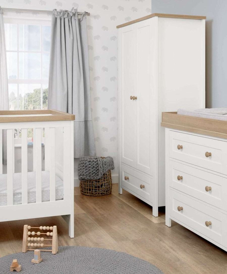 Nursery Furniture * | Wedmore 3 Piece Cotbed Range With Nursery Dresser Changer & Wardrobe White/Natural Top Selling