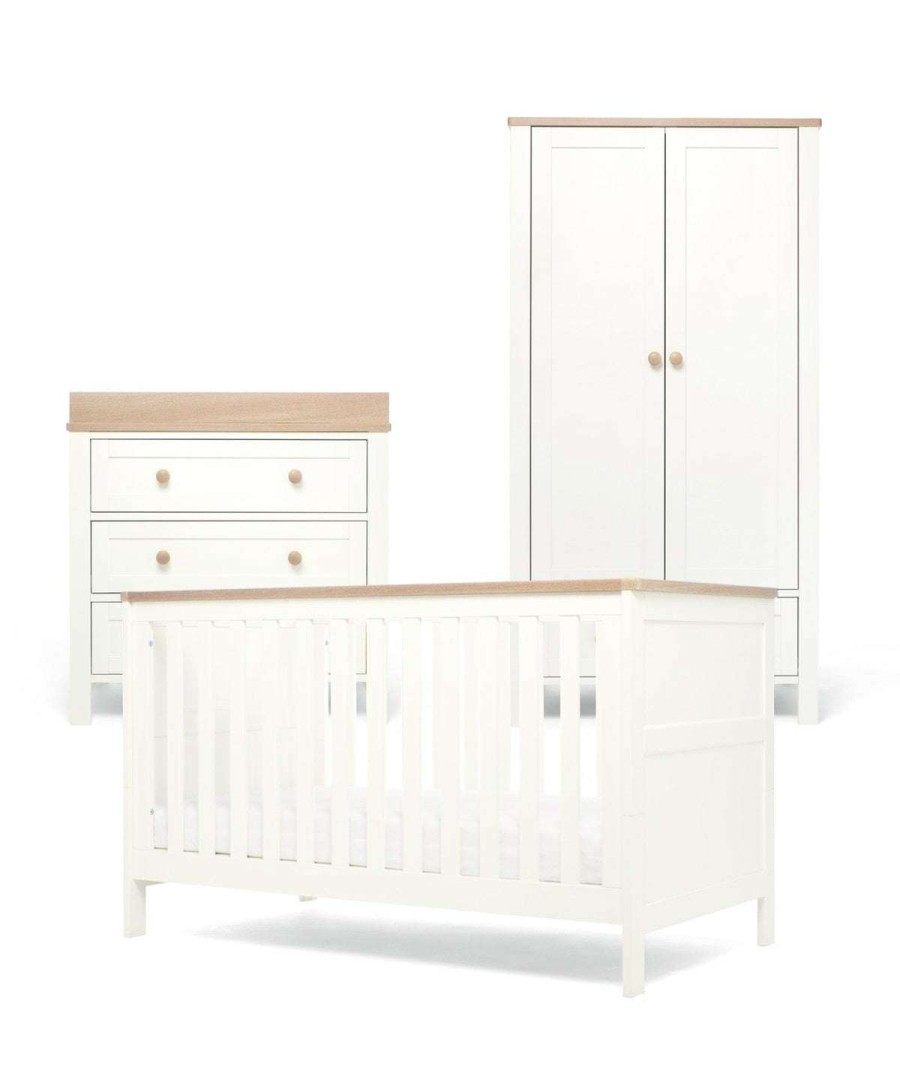 Nursery Furniture * | Wedmore 3 Piece Cotbed Range With Nursery Dresser Changer & Wardrobe White/Natural Top Selling