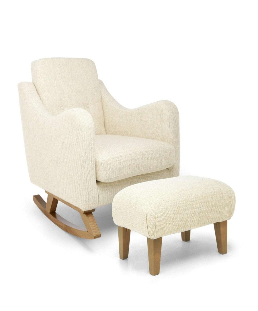 Nursery Furniture * | Bowdon Nursing Chair & Stool Set Sandstone Textured Weave & Mid-Oak Crazy Deals