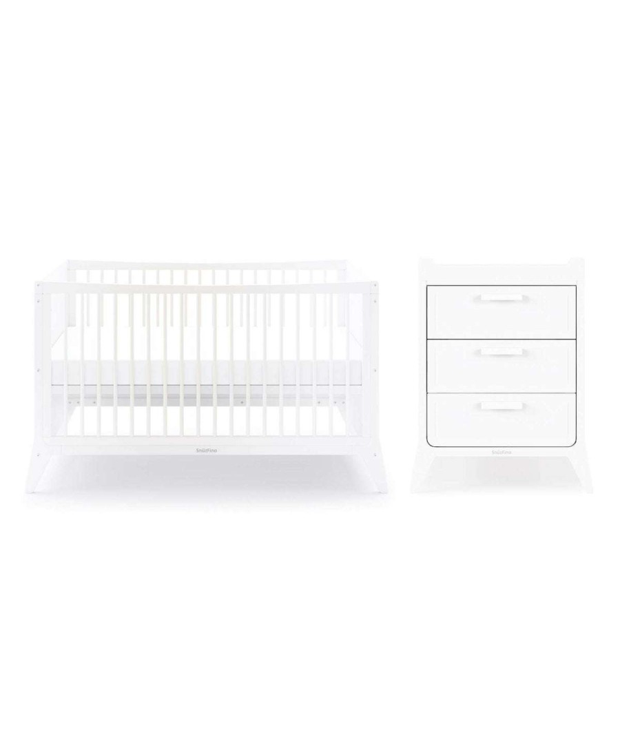 Snuzfino * | Snuzfino Cotbed & Changing Unit Set With Cotbed Toddler Kit White Latest