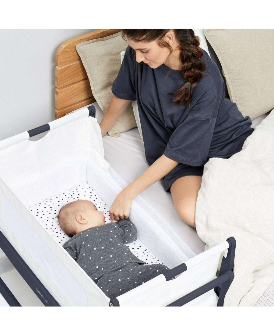 Nursery Furniture * | Snuzpod4 Bedside Crib With Mattress Navy Best Price