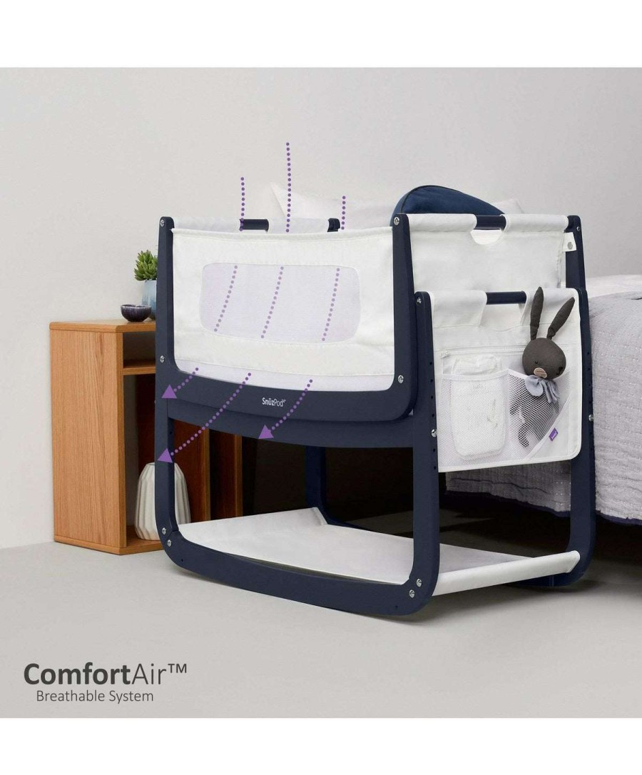 Nursery Furniture * | Snuzpod4 Bedside Crib With Mattress Navy Best Price