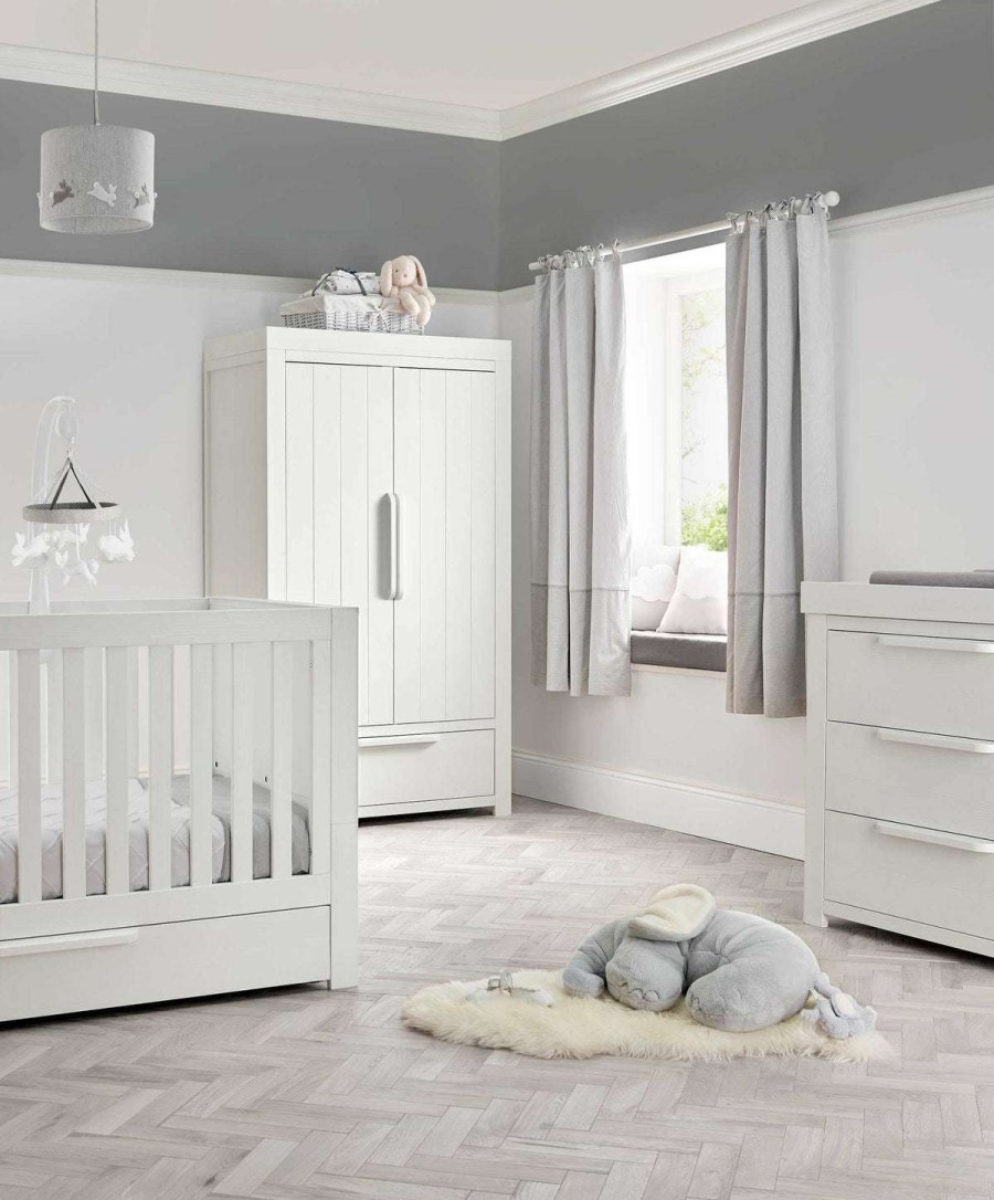 Furniture Collections * | Franklin 3 Piece Cotbed Range With Dresser And Double Wardrobe White Wash Special Style