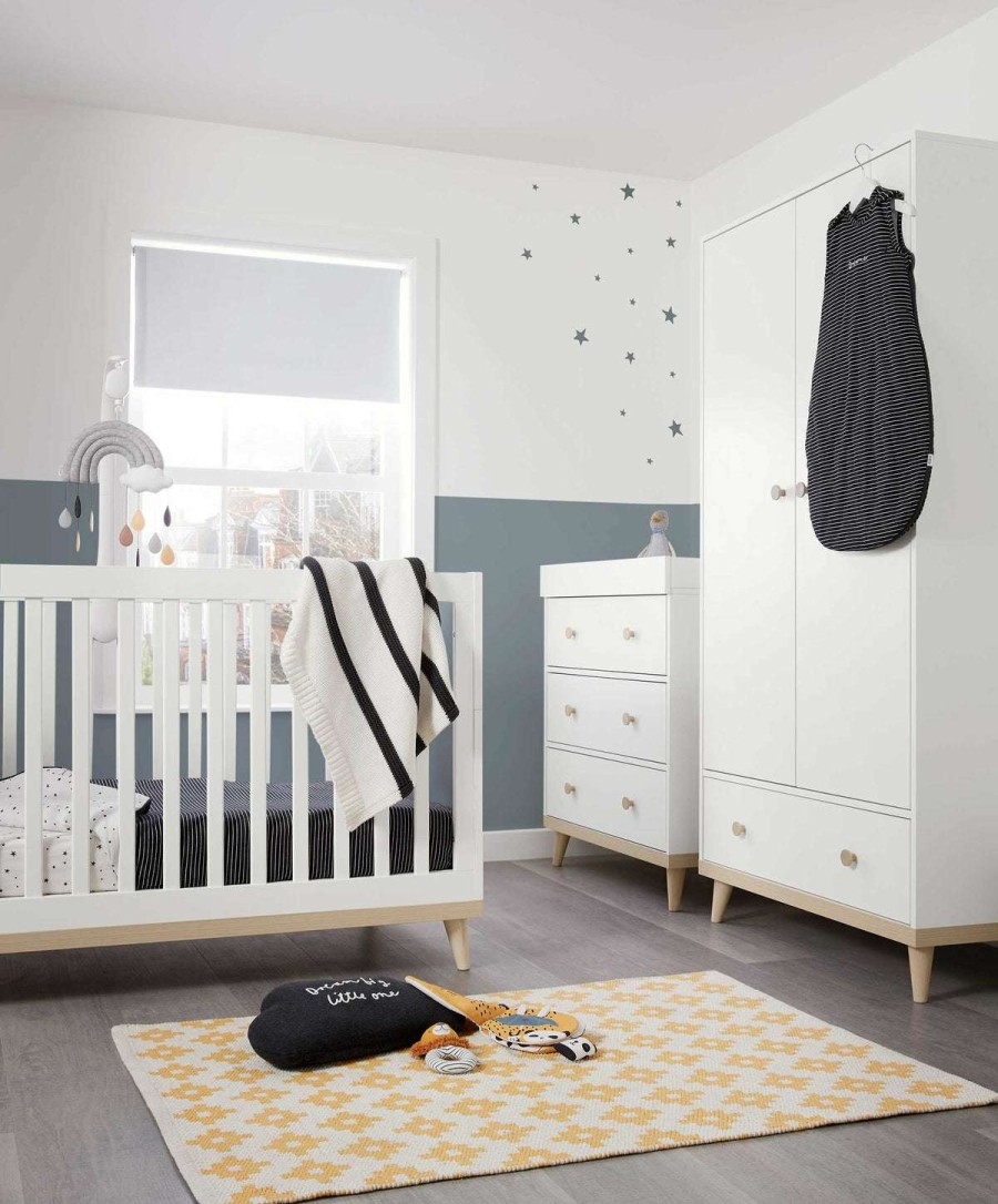 Nursery Furniture * | Beckley 3 Piece Cotbed Range With Dresser Changer And Wardrobe White/Natural Hot Selling