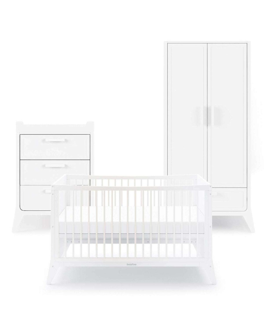 Snuzfino * | Snuzfino Cotbed, Changing Unit & Wardrobe Range With Cotbed Toddler Kit White Special Style