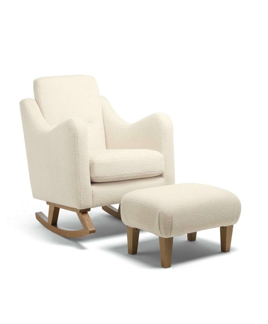 Nursery Furniture * | Bowdon Nursing Chair & Footstool Off-White Boucle Gift Selection