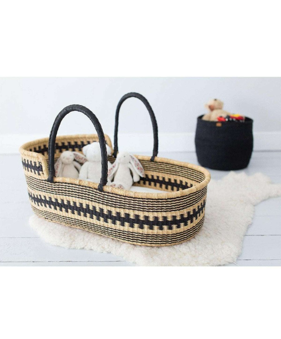 Nursery Furniture * | The Basket Room Huntuma Moses Basket Black/Natural Tendy Style