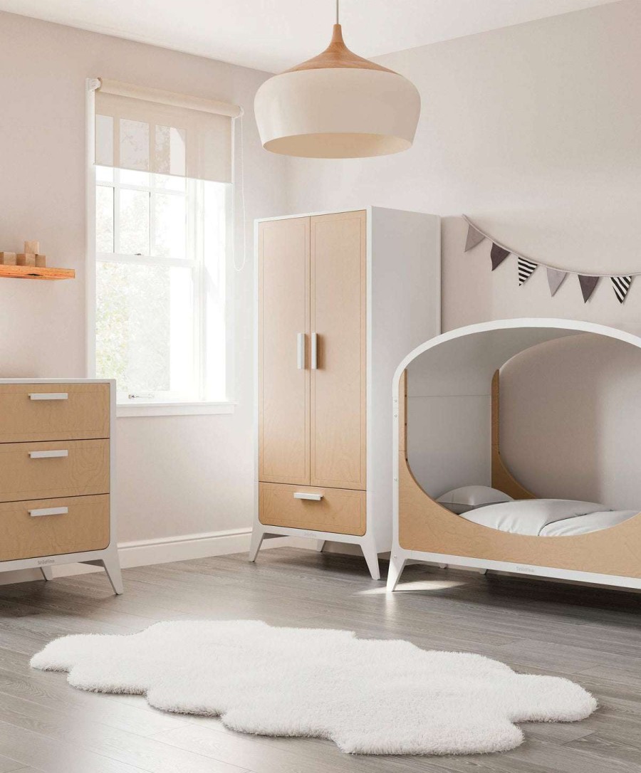 Snuzfino * | Snuzfino Cotbed, Changing Unit & Wardrobe Range With Cotbed Toddler Kit White Natural Hot Selling