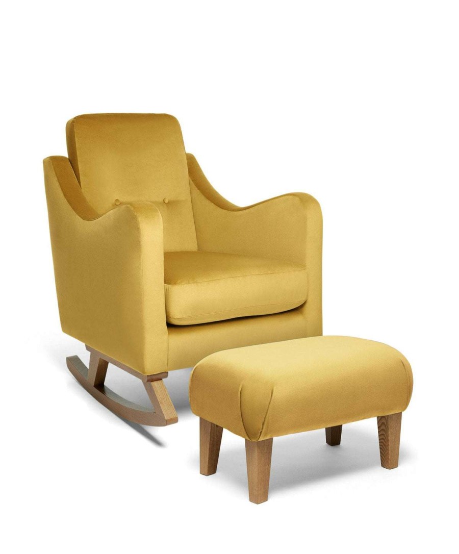 Nursery Furniture * | Bowdon Nursing Chair & Footstool Mustard Velvet Top Sell