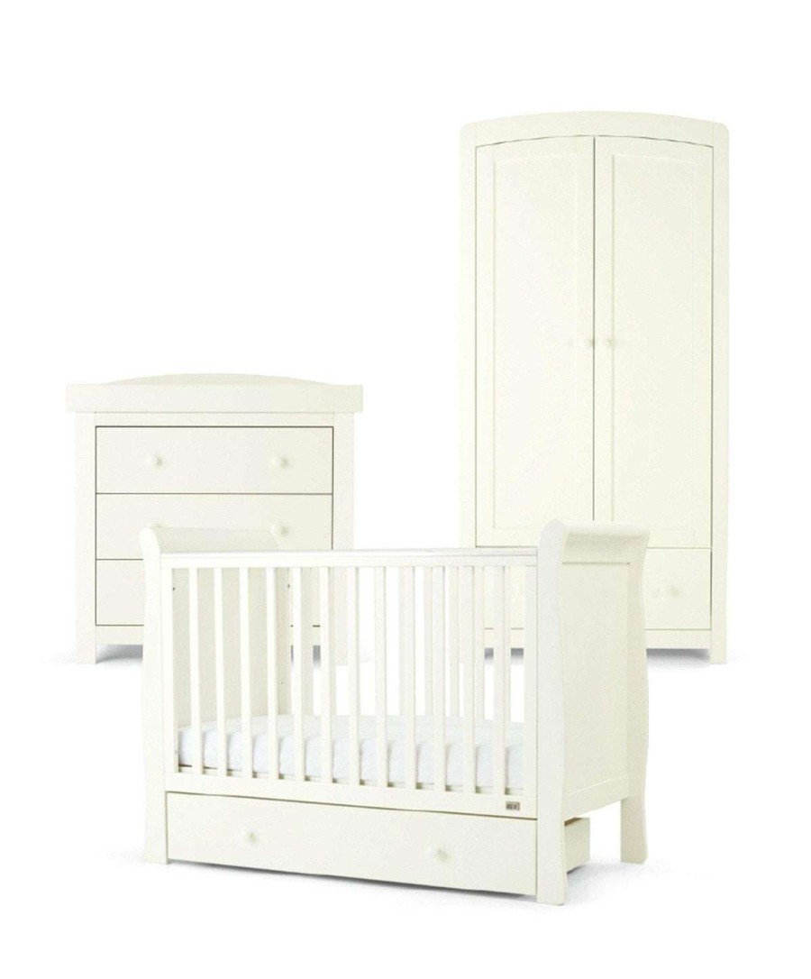 Furniture Collections * | Mia 3 Piece Cot, Dresser Changer And Wardrobe Range White Crazy Deals