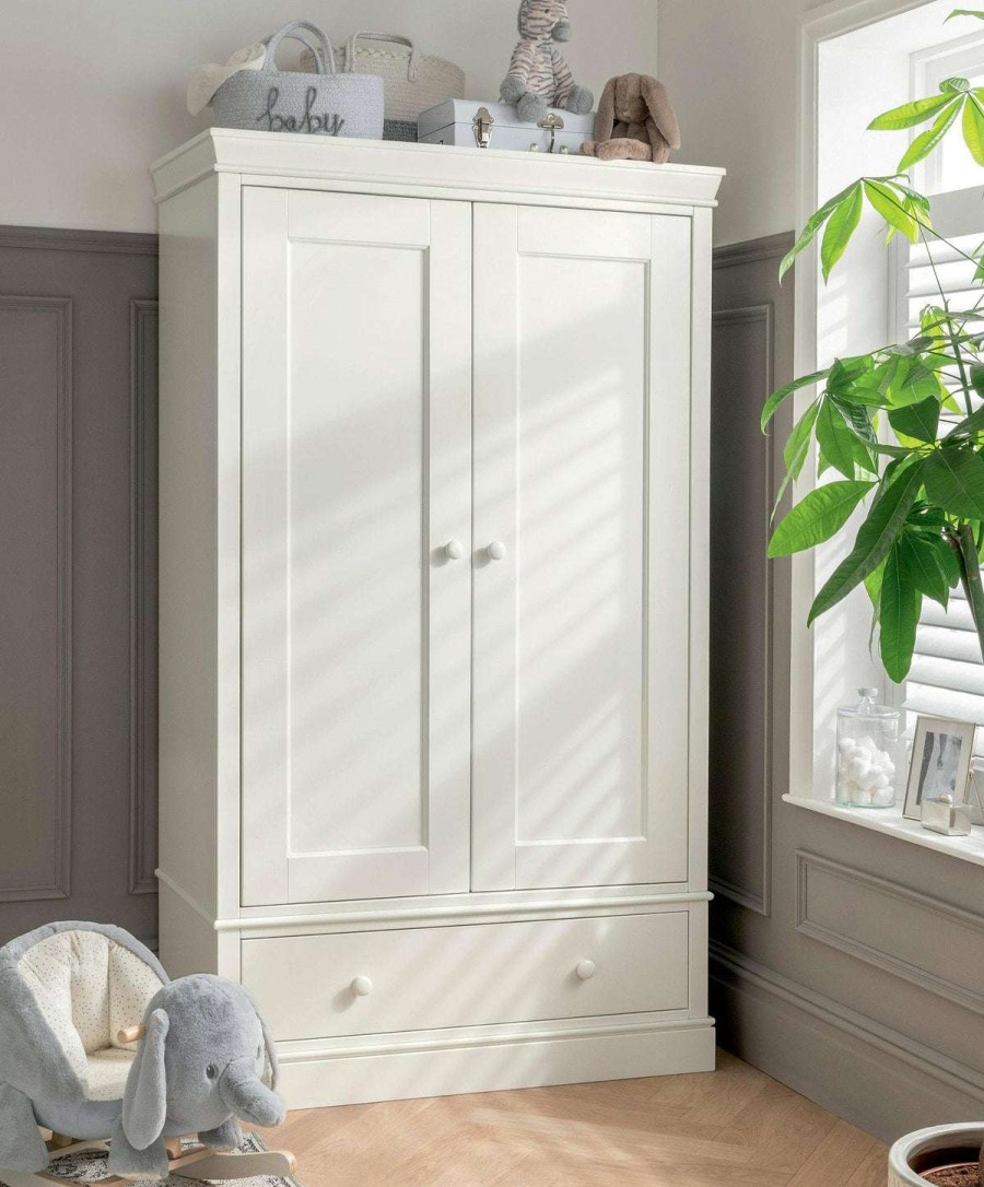 Nursery Furniture * | Oxford Nursery Wardrobe With Storage Drawer Pure White Tendy Style