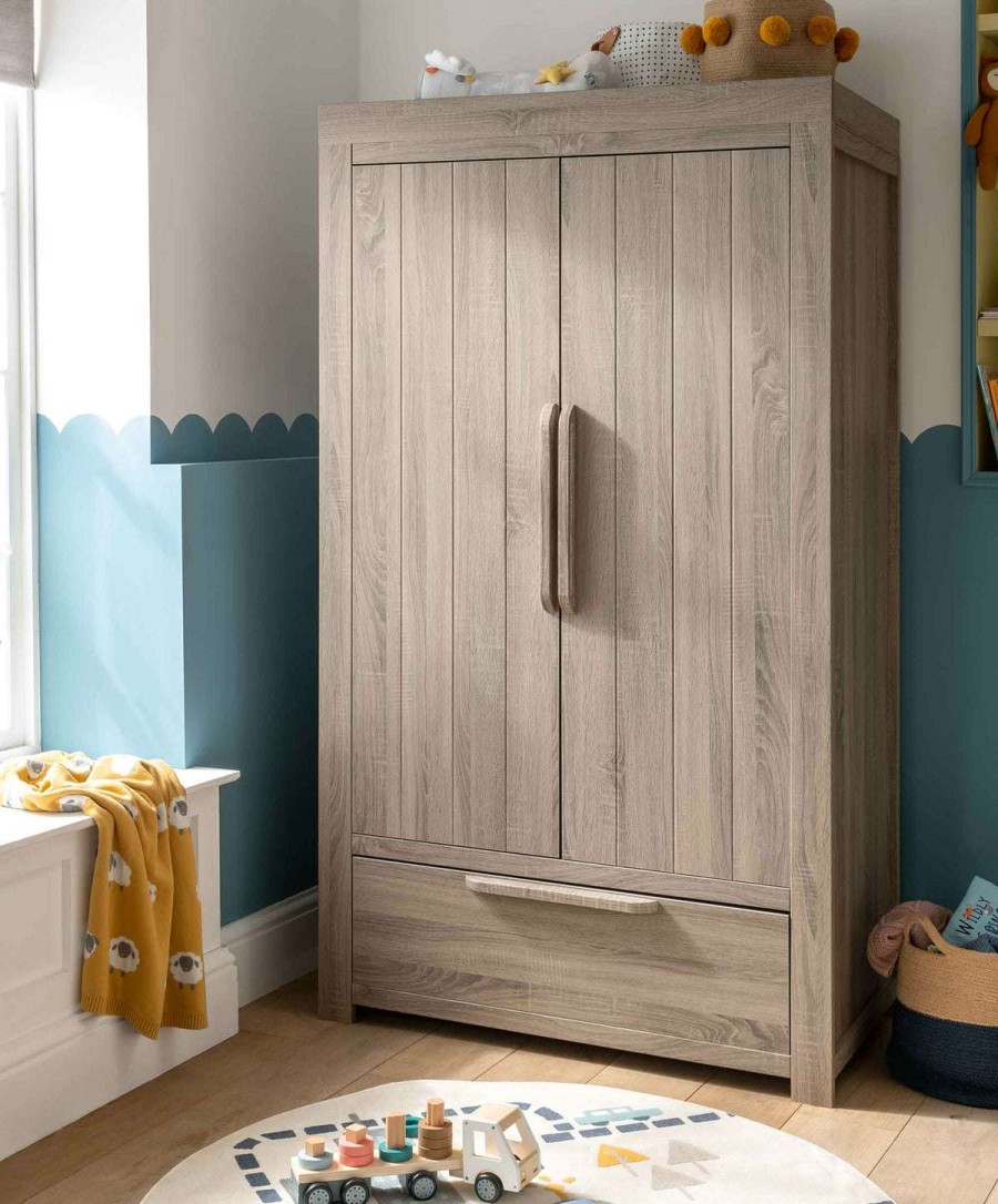 Furniture Collections * | Franklin 2 Door Nursery Wardrobe With Drawer Grey Wash Latest