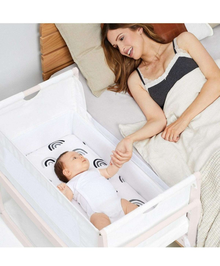 Nursery Furniture * | Snuzpod4 Bedside Crib With Mattress Rose White Crazy Deals