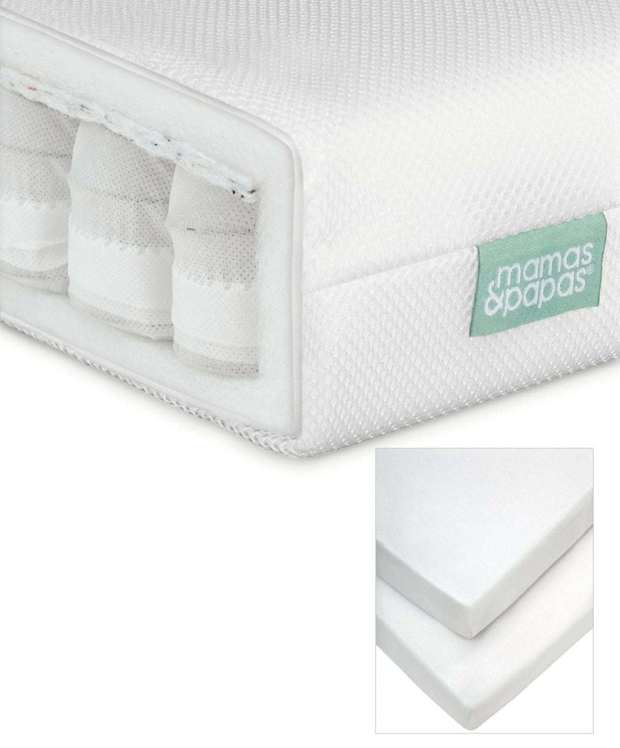 Baby Mattresses * | Premium Pocket Spring Cotbed Mattress & Cotbed Fitted Sheets Bundle Latest