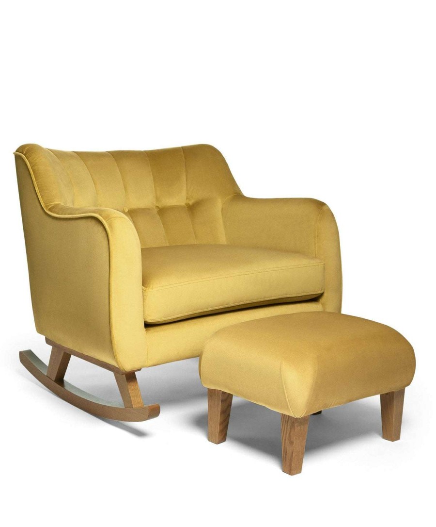 Hilston * | Hilston Cuddle Chair & Footstool Mustard Velvet Top Sell