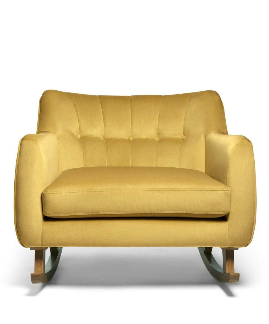 Hilston * | Hilston Cuddle Chair & Footstool Mustard Velvet Top Sell