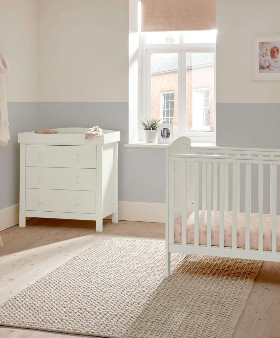 Furniture Collections * | Dover Baby Cotbed Set With Dresser Changer White Special Style