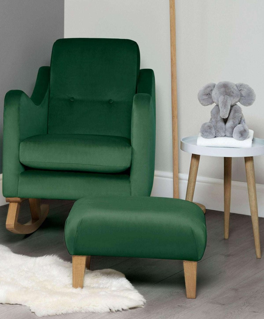 Nursery Furniture * | Bowdon Nursing Chair & Footstool Emerald Velvet Top Selling