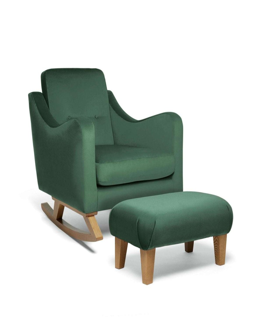 Nursery Furniture * | Bowdon Nursing Chair & Footstool Emerald Velvet Top Selling