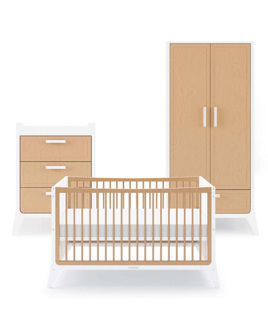 Snuzfino * | Snuzfino Cotbed, Changing Unit & Wardrobe Range White Natural Best Price