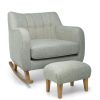 Hilston * | Hilston Cuddle Chair & Stool Set Dark Grey Textured Weave & Mid-Oak Tendy Style