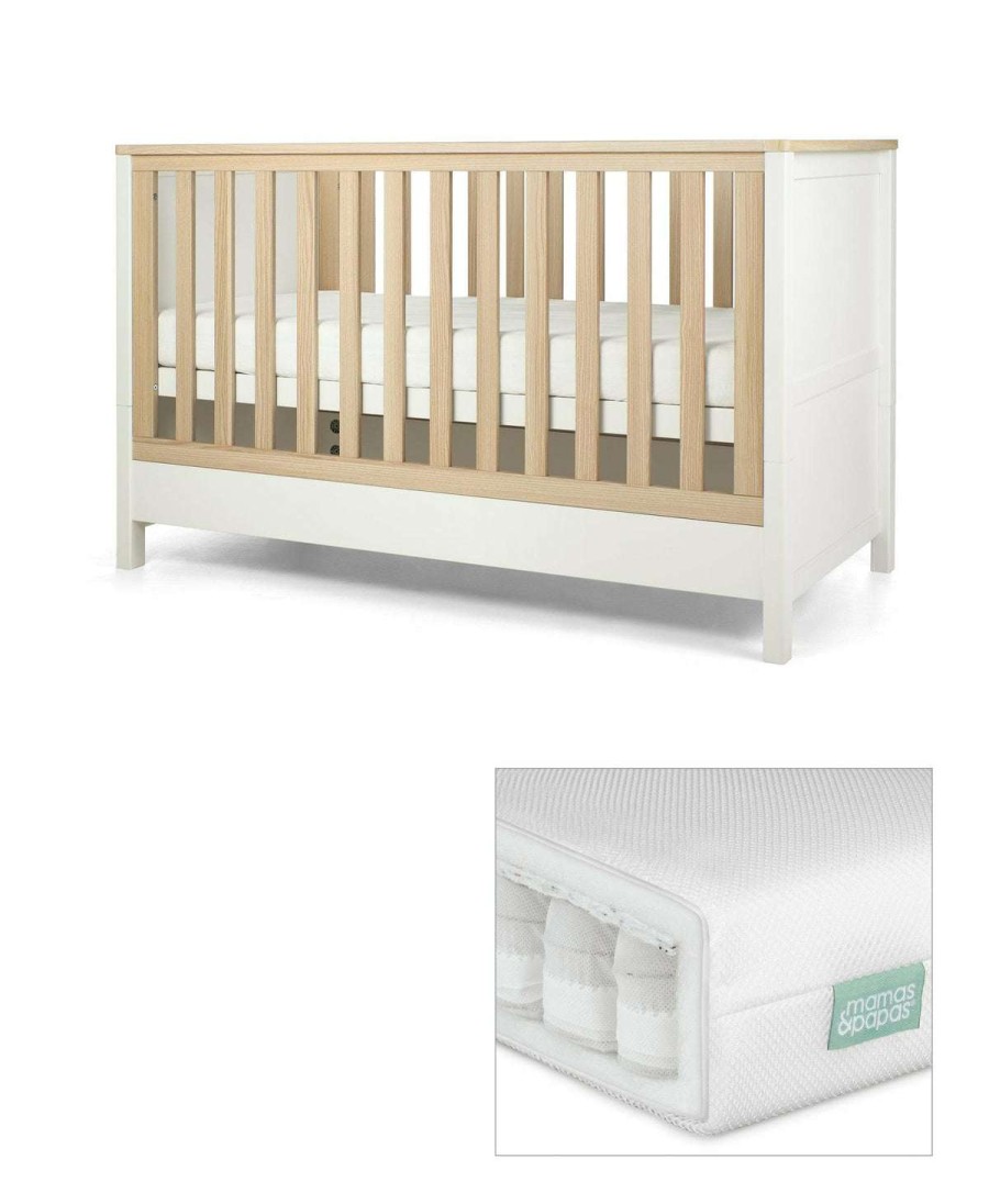 Nursery Furniture * | Harwell Cotbed Set With Premium Pocket Spring Mattress White/Natural Wholesale