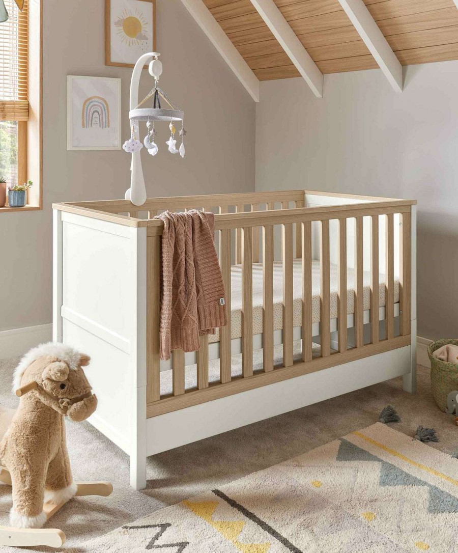 Nursery Furniture * | Harwell Cotbed Set With Premium Pocket Spring Mattress White/Natural Wholesale