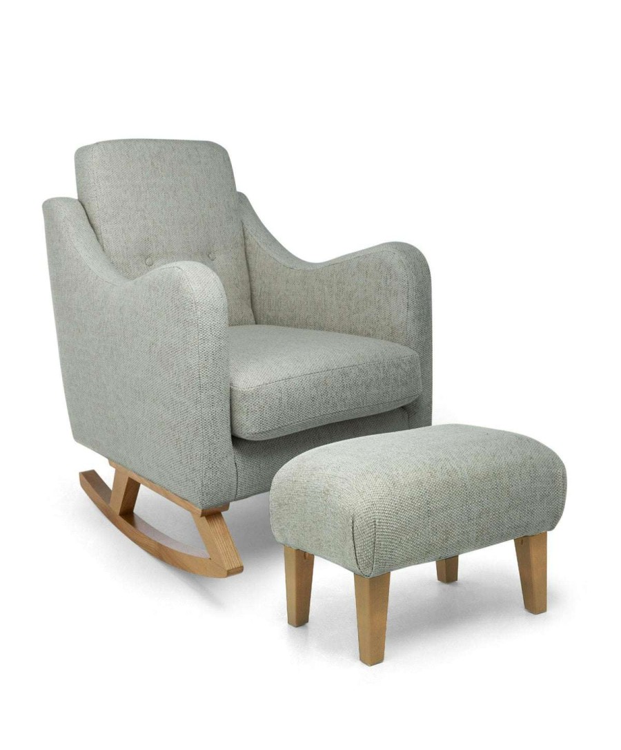 Nursery Furniture * | Bowdon Nursing Chair & Stool Set Dark Grey Textured Weave & Mid-Oak Special Style