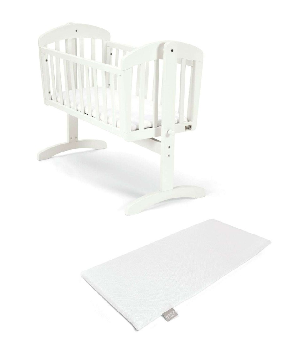 Nursery Furniture * | Breeze Wooden Swinging Crib & Crib Fibre Mattress Bundle Pure White Best Price