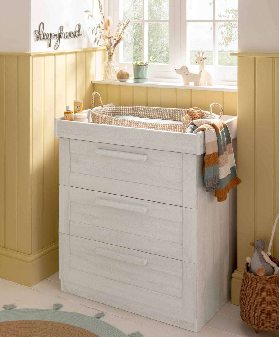 Furniture Collections * | Atlas 3 Drawer Dresser & Changing Unit Nimbus White Gift Selection