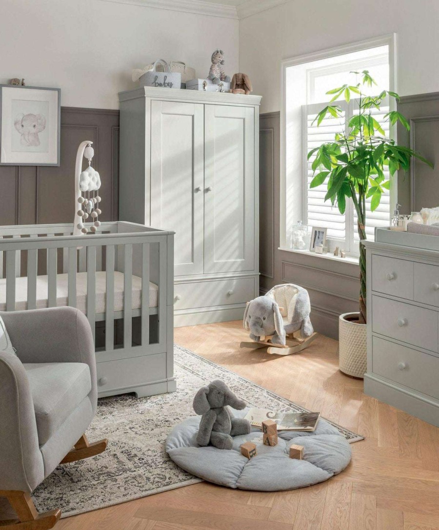 Furniture Collections * | Oxford 3 Piece Nursery Furniture Set With Cotbed, Dresser And Wardrobe Stone Grey Top Sell