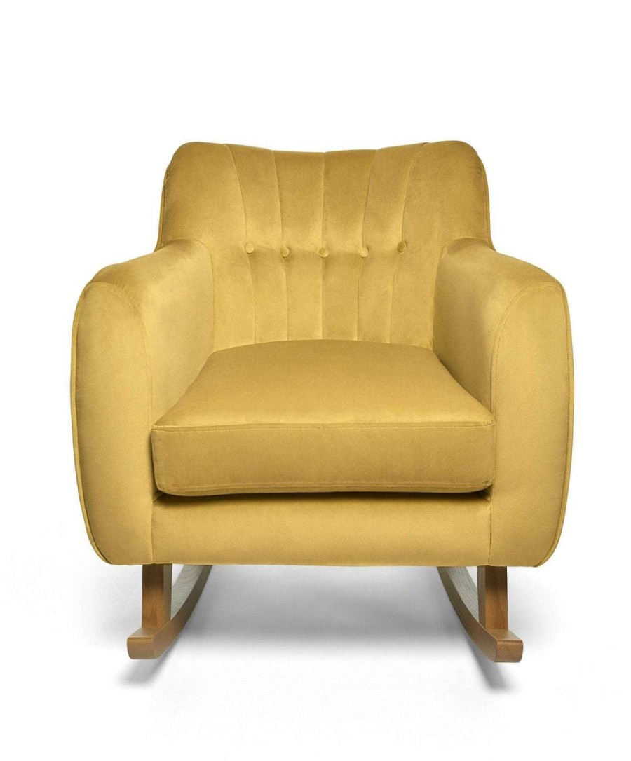 Hilston * | Hilston Nursing Chair & Footstool Mustard Velvet Crazy Deals