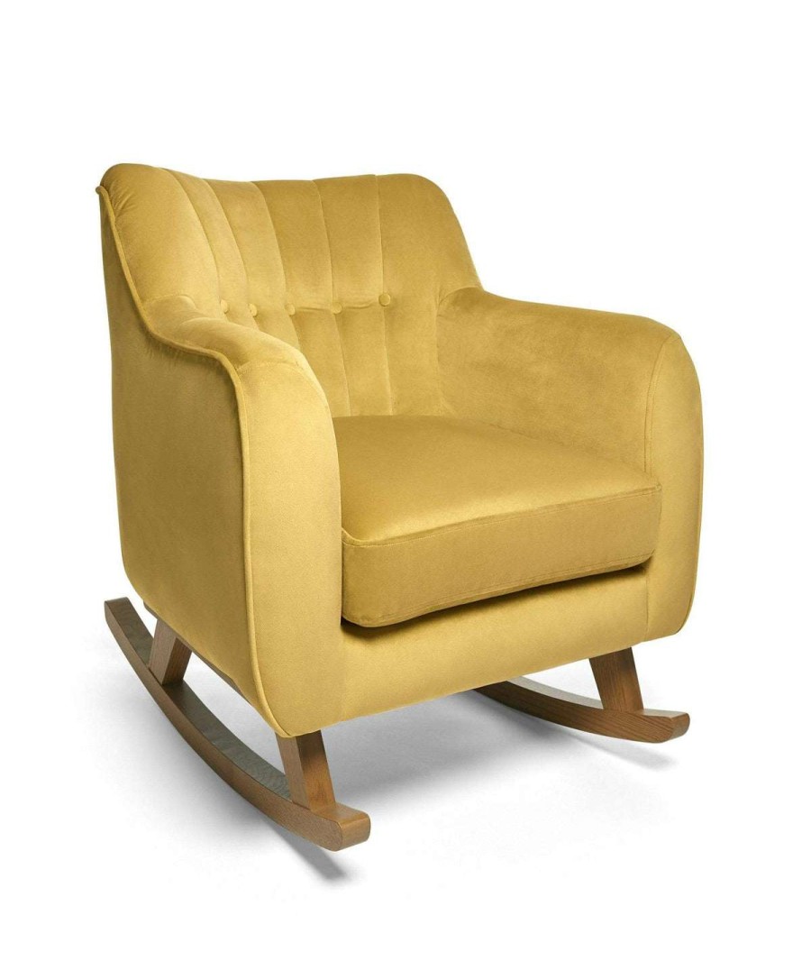 Hilston * | Hilston Nursing Chair & Footstool Mustard Velvet Crazy Deals