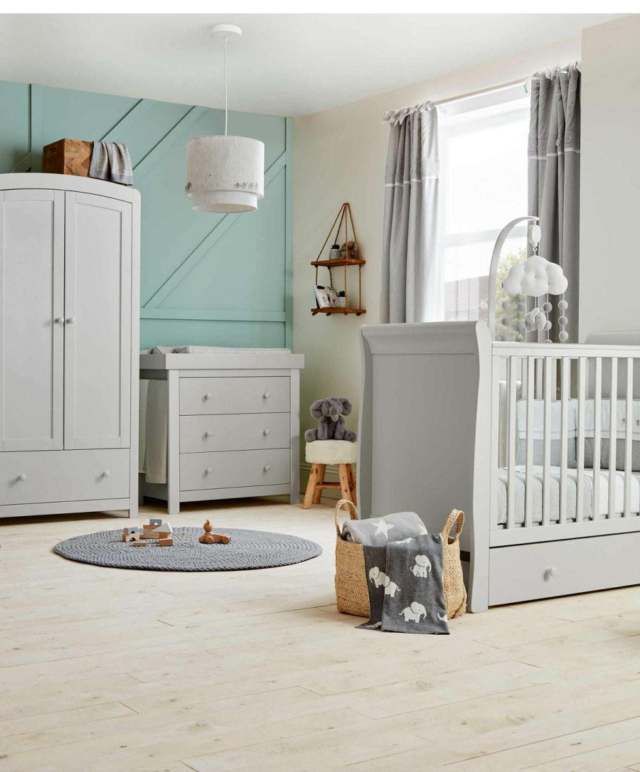 Furniture Collections * | Mia 3 Piece Cot, Dresser Changer And Wardrobe Range Stone Grey Latest