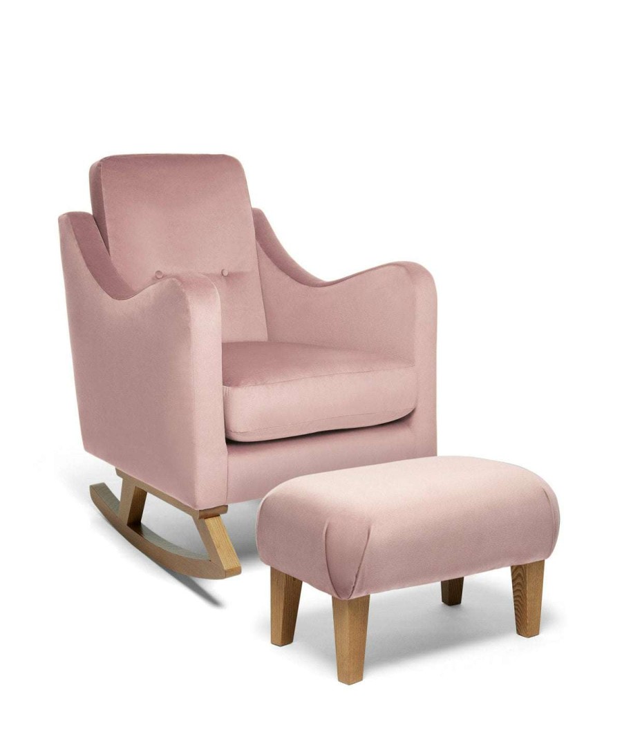 Nursery Furniture * | Bowdon Nursing Chair & Footstool Blush Velvet Wholesale