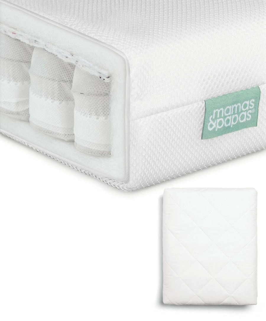 Baby Mattresses * | Premium Pocket Spring Cotbed Mattress & Quilted Waterproof Mattress Protector Bundle Outlet Sale