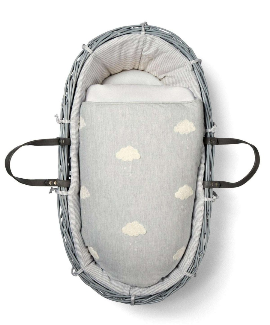 Nursery Furniture * | Dream Upon A Cloud Moses Basket Grey/White Outlet Sale