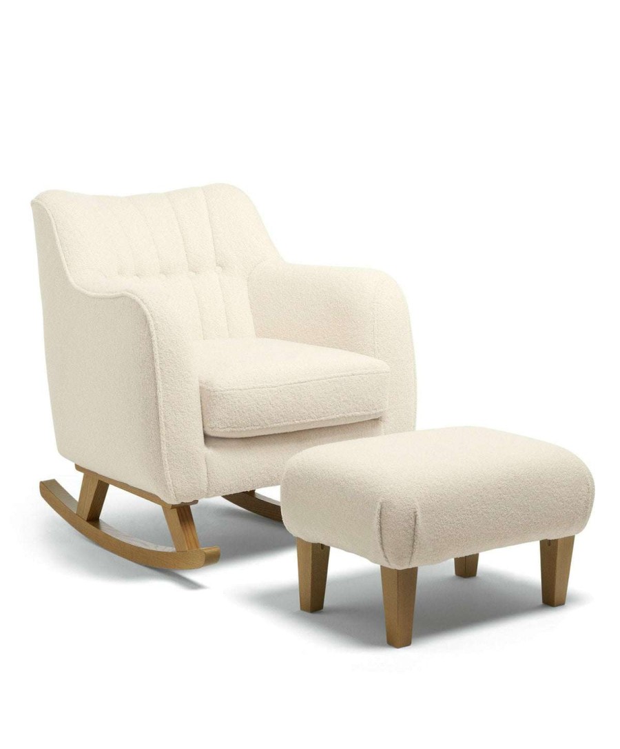 Hilston * | Hilston Nursing Chair & Footstool Off-White Boucle Hot Selling