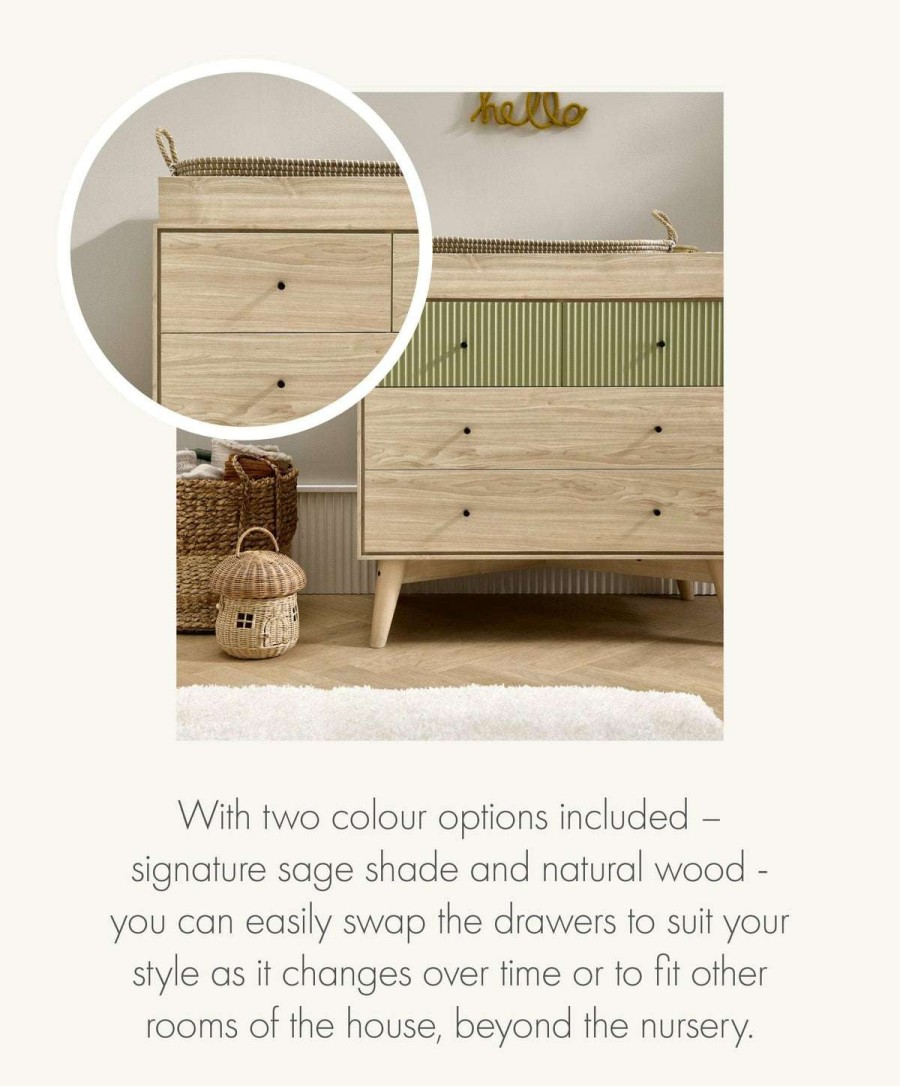 Furniture Collections * | Coxley Nusery Dresser Changer Natural/Olive Green Exquisite Gifts