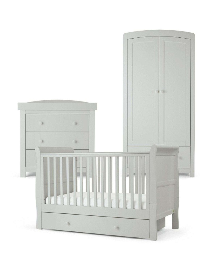 Furniture Collections * | Mia 3 Piece Cotbed, Dresser Changer And Wardrobe Range Stone Grey Top Sell