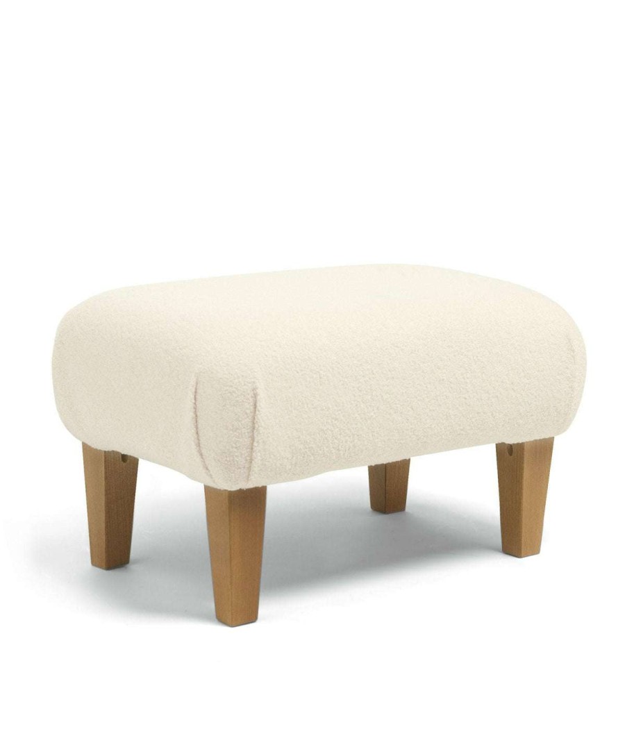 Nursery Furniture * | Nursery Footstool Off-White Boucle Hot Selling